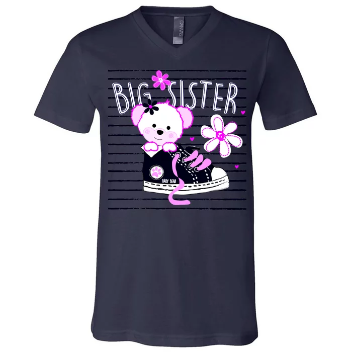 Big Sister Teddy Bear V-Neck T-Shirt