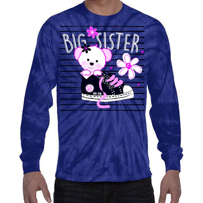 Big Sister Teddy Bear Tie-Dye Long Sleeve Shirt