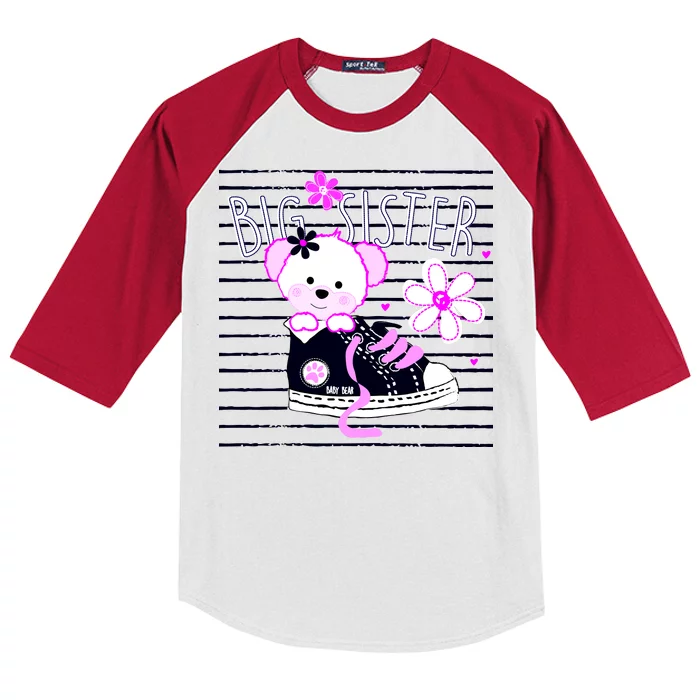 Big Sister Teddy Bear Kids Colorblock Raglan Jersey