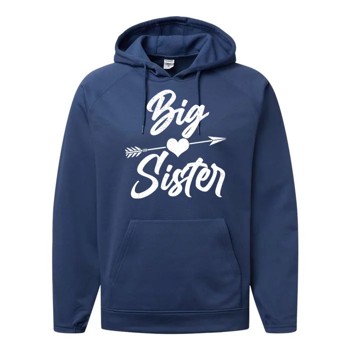 Big Sister Vintage Heart Arrow Performance Fleece Hoodie