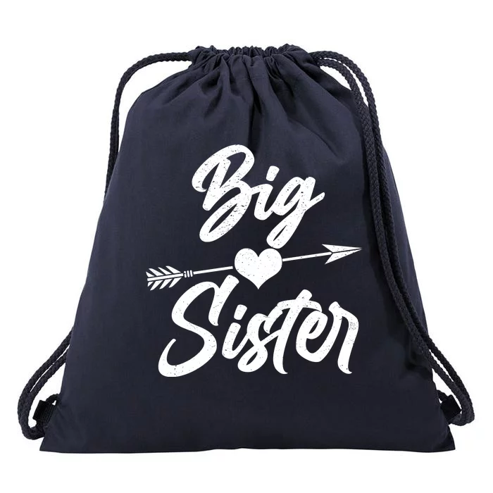 Big Sister Vintage Heart Arrow Drawstring Bag