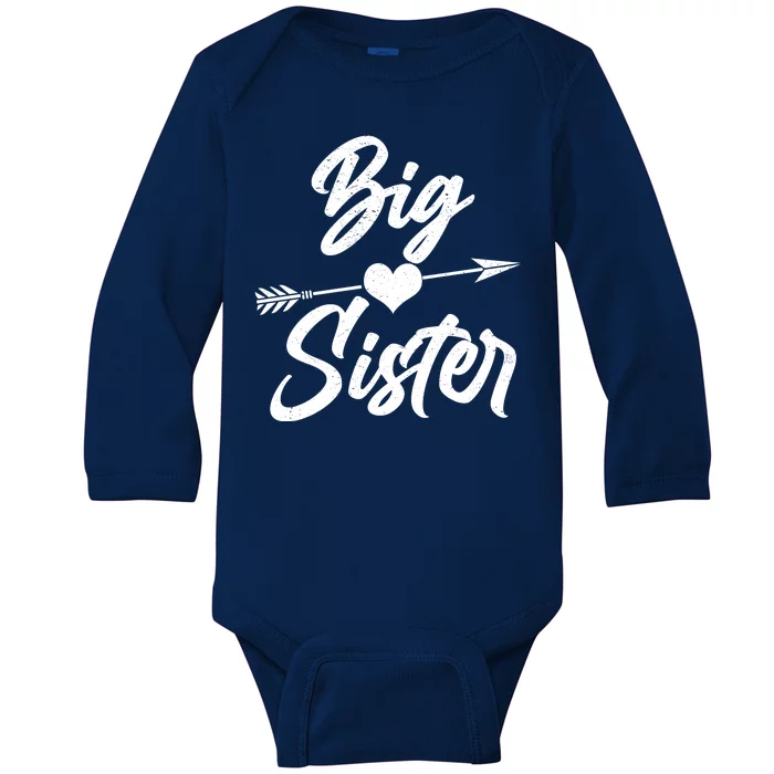 Big Sister Vintage Heart Arrow Baby Long Sleeve Bodysuit