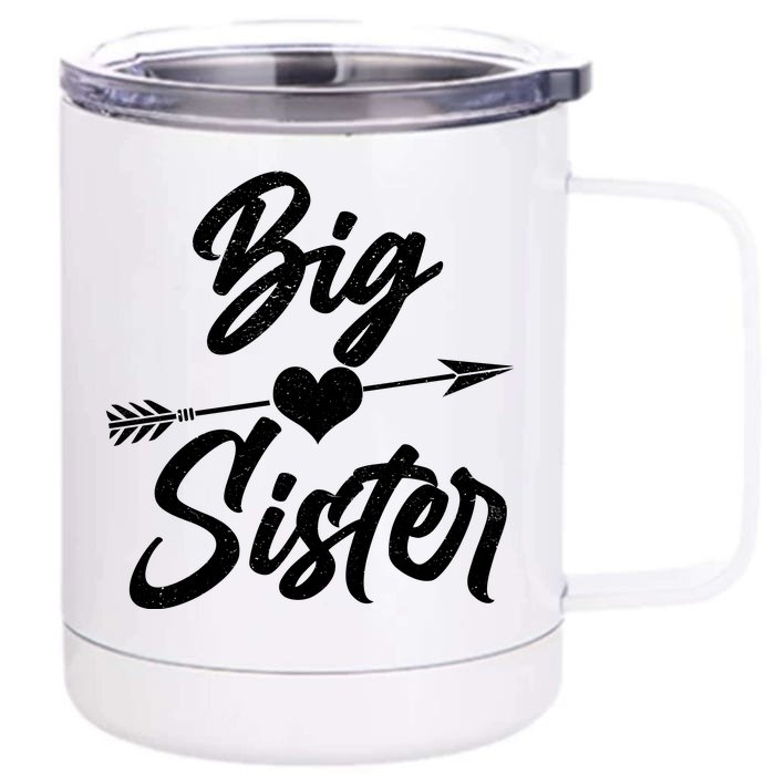 Big Sister Vintage Heart Arrow Front & Back 12oz Stainless Steel Tumbler Cup