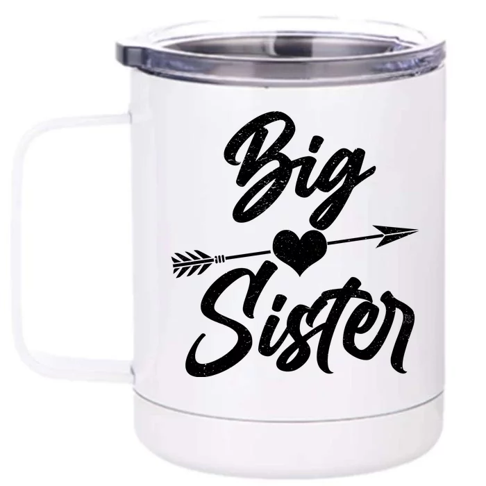 Big Sister Vintage Heart Arrow Front & Back 12oz Stainless Steel Tumbler Cup