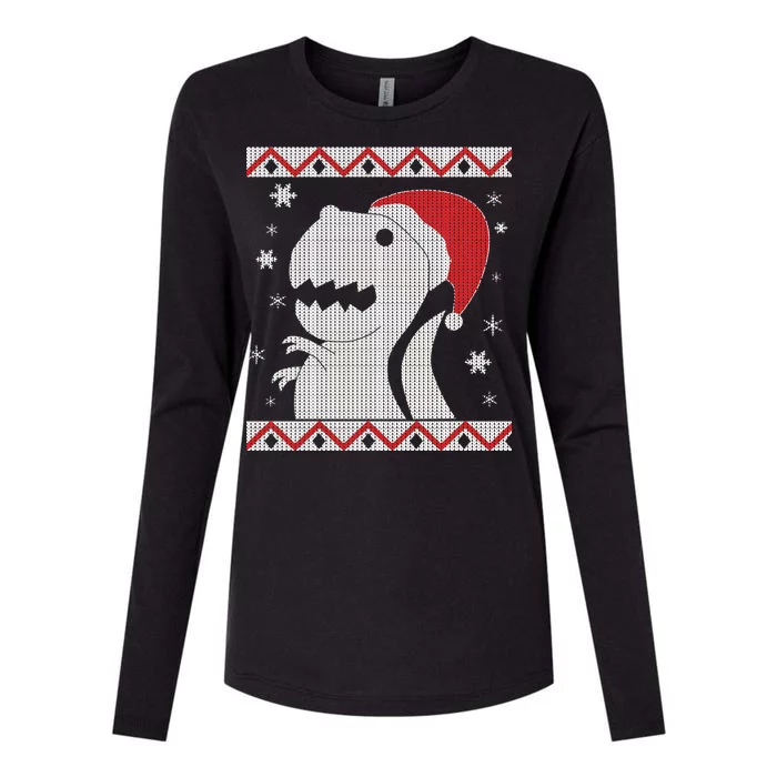 Big T-Rex Ugly Christmas Womens Cotton Relaxed Long Sleeve T-Shirt