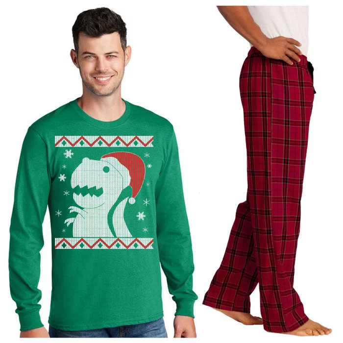 Big T-Rex Ugly Christmas Long Sleeve Pajama Set