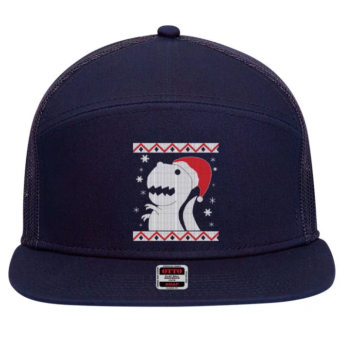 Big T-Rex Ugly Christmas 7 Panel Mesh Trucker Snapback Hat