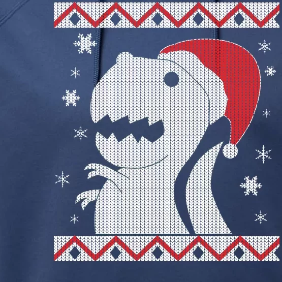 Big T-Rex Ugly Christmas Performance Fleece Hoodie