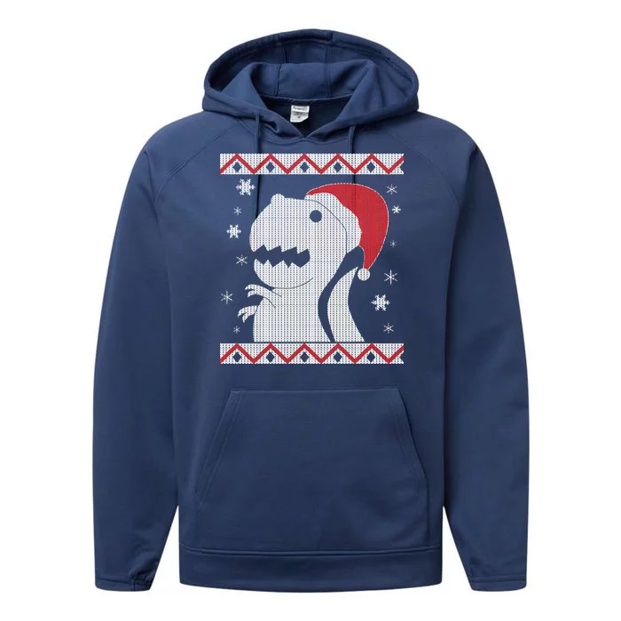 Big T-Rex Ugly Christmas Performance Fleece Hoodie