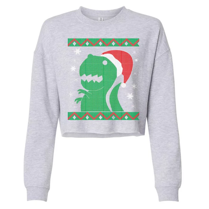 Big T-Rex Ugly Christmas Cropped Pullover Crew