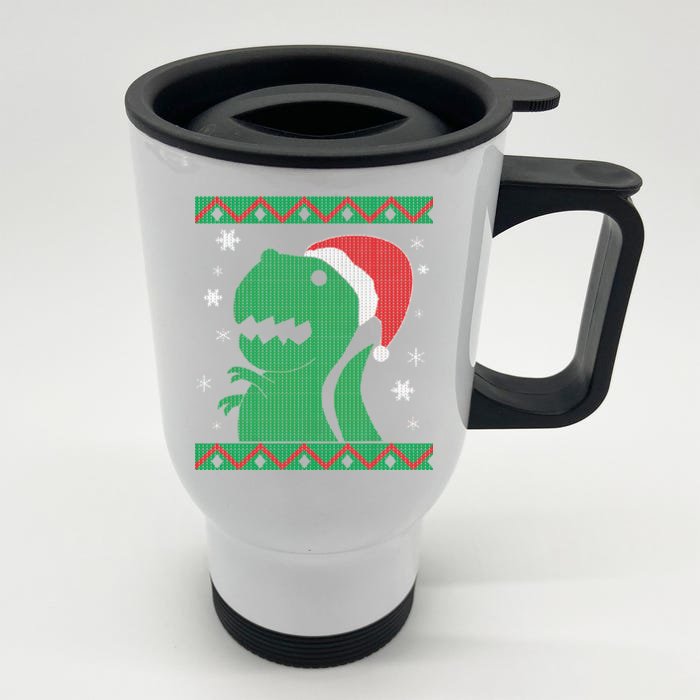 Big T-Rex Ugly Christmas Front & Back Stainless Steel Travel Mug