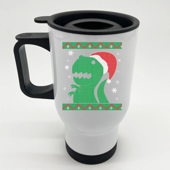 Big T-Rex Ugly Christmas Front & Back Stainless Steel Travel Mug