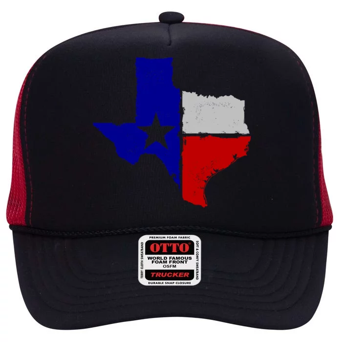 Big Texas Flag Vintage High Crown Mesh Trucker Hat