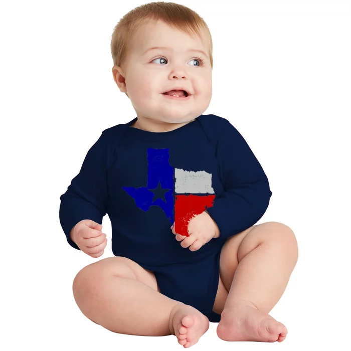 Big Texas Flag Vintage Baby Long Sleeve Bodysuit