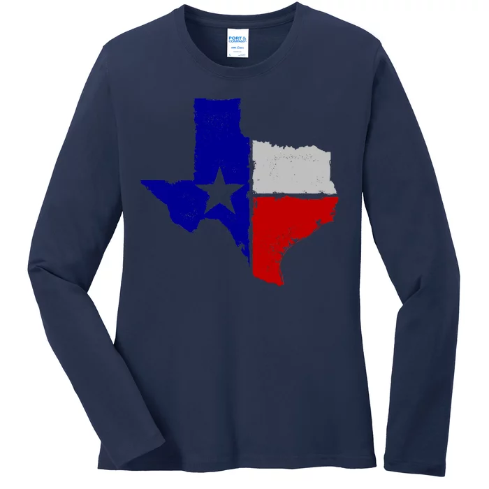 Big Texas Flag Vintage Ladies Long Sleeve Shirt