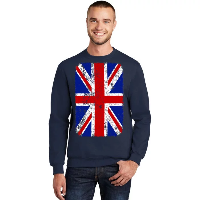 Big Vintage British England Flag Tall Sweatshirt