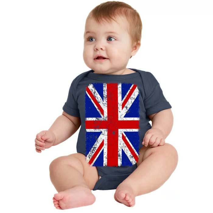 Big Vintage British England Flag Baby Bodysuit