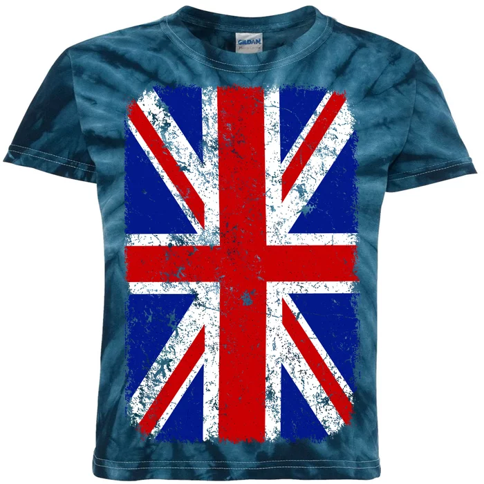 Big Vintage British England Flag Kids Tie-Dye T-Shirt