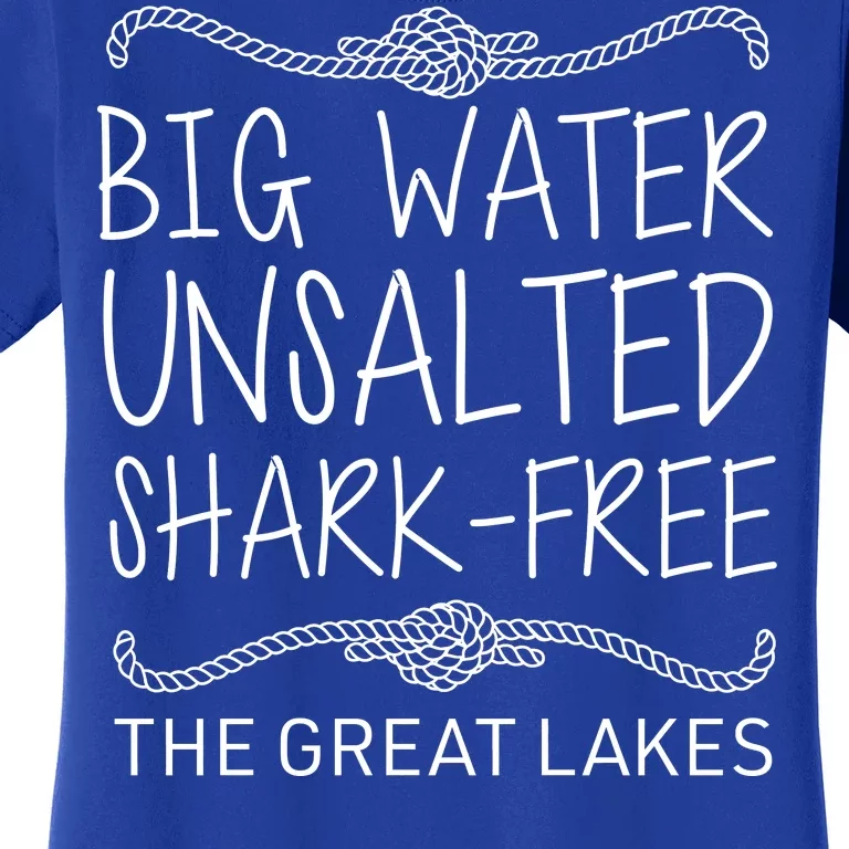 Big Water Unsalted Shark Free The Great Lakes Women's T-Shirt