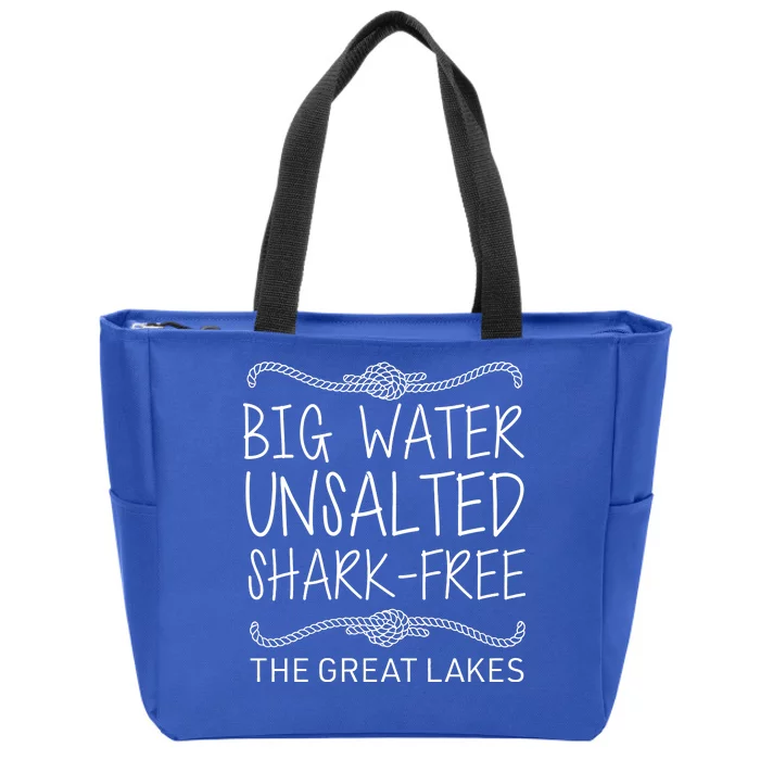 Big Water Unsalted Shark Free The Great Lakes Zip Tote Bag