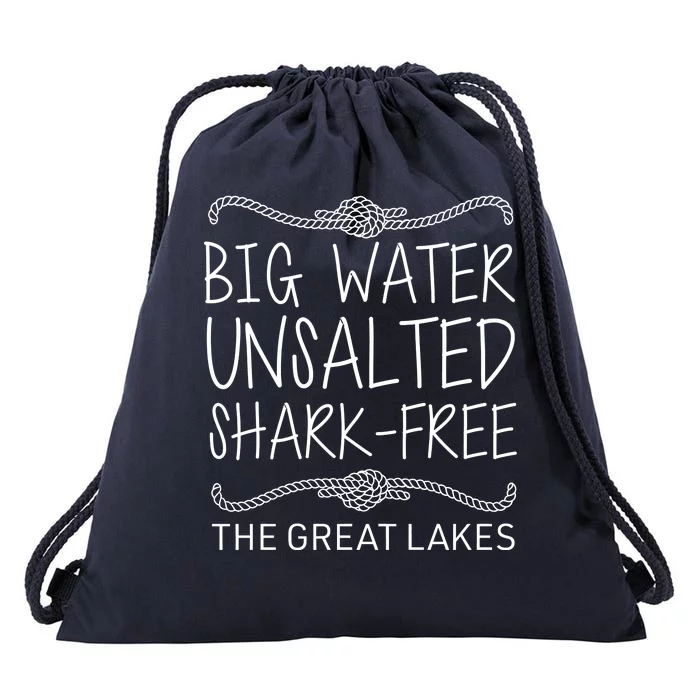 Big Water Unsalted Shark Free The Great Lakes Drawstring Bag