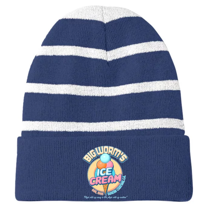 Big Worm's Ice Cream Est 1995 Striped Beanie with Solid Band