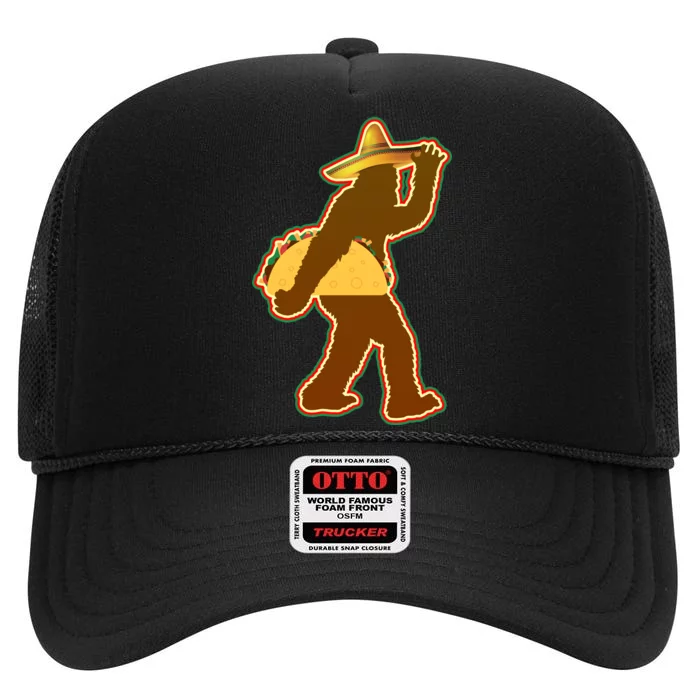 Bigfoot Carrying Taco Cinco de Mayo High Crown Mesh Trucker Hat