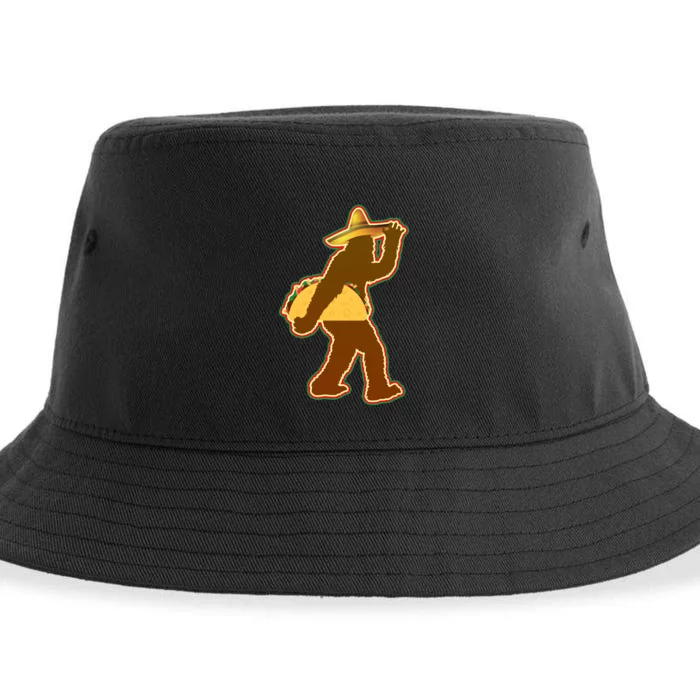 Bigfoot Carrying Taco Cinco de Mayo Sustainable Bucket Hat