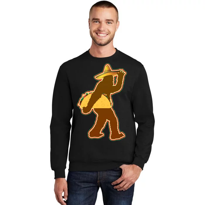 Bigfoot Carrying Taco Cinco de Mayo Tall Sweatshirt