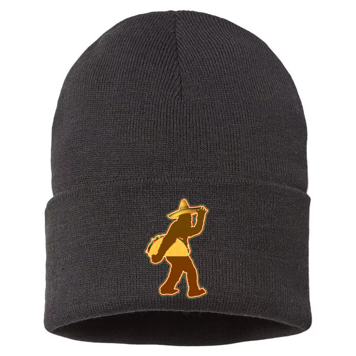 Bigfoot Carrying Taco Cinco de Mayo Sustainable Knit Beanie