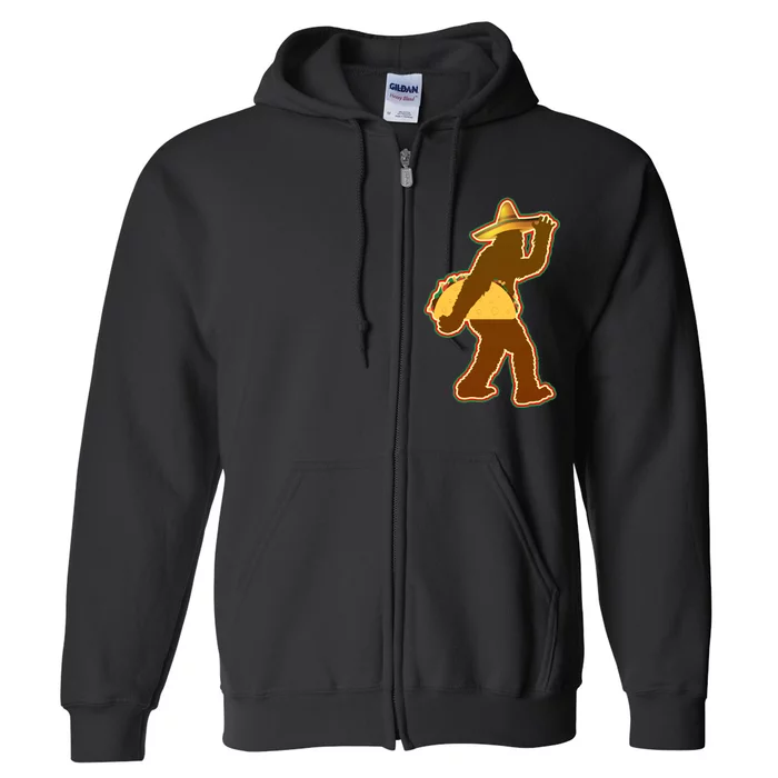 Bigfoot Carrying Taco Cinco de Mayo Full Zip Hoodie