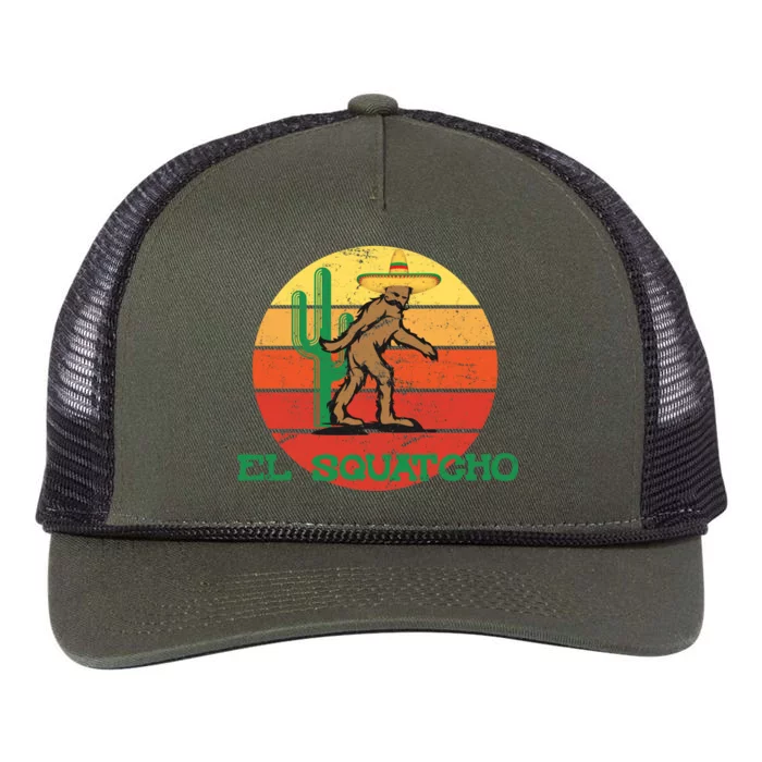 Bigfoot El Squatcho Mexican Sasquatch Retro Rope Trucker Hat Cap