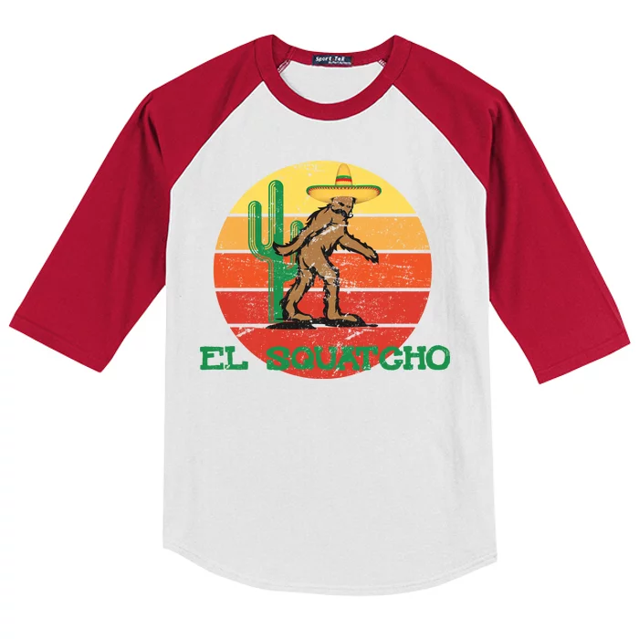 Bigfoot El Squatcho Mexican Sasquatch Kids Colorblock Raglan Jersey