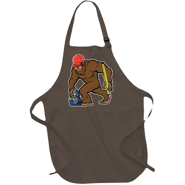 Bigfoot Funny Back To School Full-Length Apron With Pocket