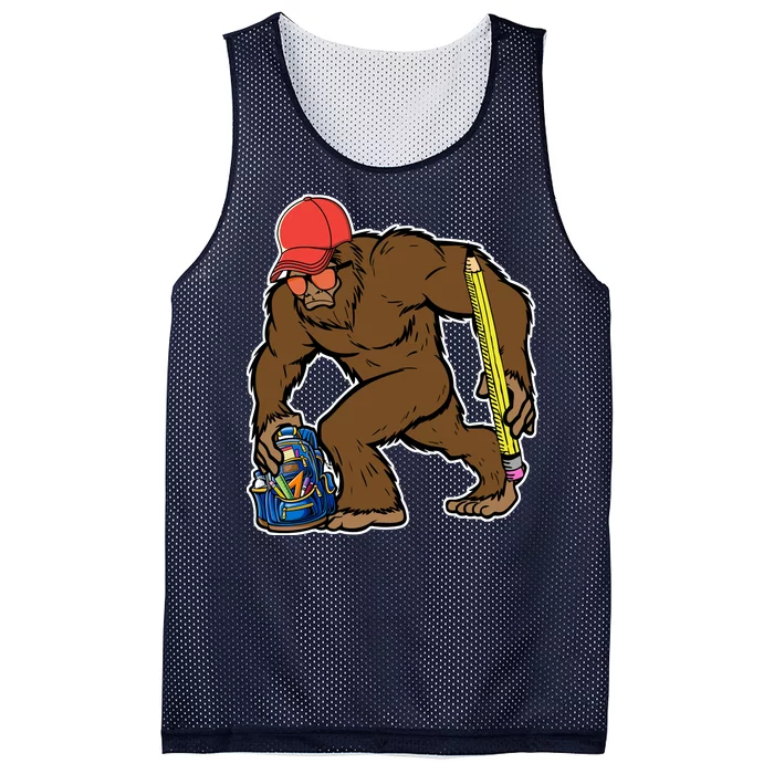 Bigfoot Funny Back To School Mesh Reversible Basketball Jersey Tank