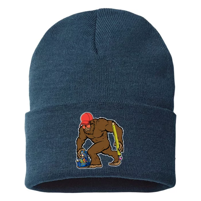 Bigfoot Funny Back To School Sustainable Knit Beanie