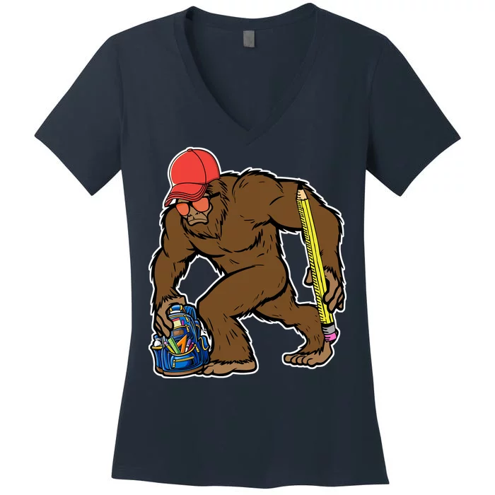 Bigfoot Funny Back To School Women's V-Neck T-Shirt