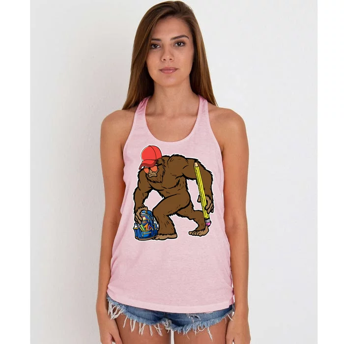 Bigfoot Funny Back To School Women's Knotted Racerback Tank