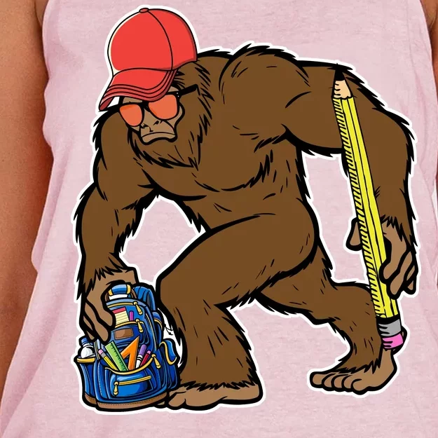 Bigfoot Funny Back To School Women's Knotted Racerback Tank