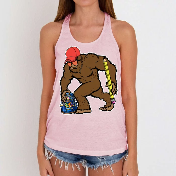 Bigfoot Funny Back To School Women's Knotted Racerback Tank