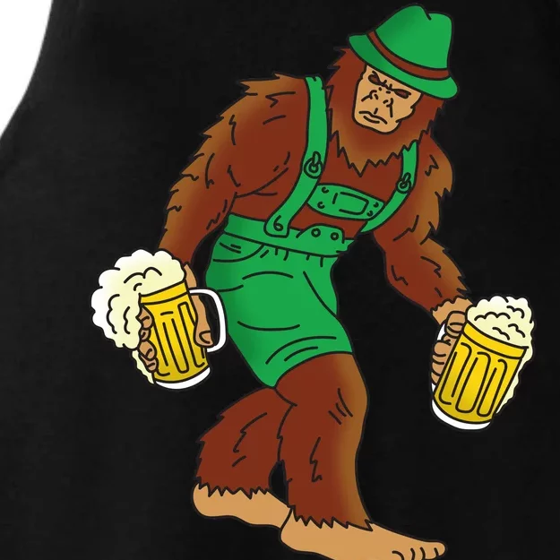 Bigfoot in Lederhosen Oktoberfest Beer Ladies Tri-Blend Wicking Tank