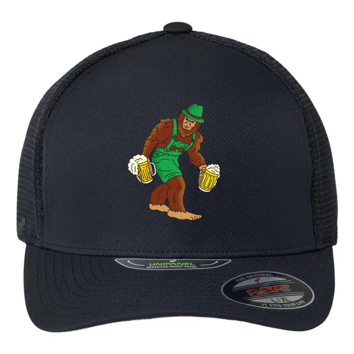 Bigfoot in Lederhosen Oktoberfest Beer Flexfit Unipanel Trucker Cap