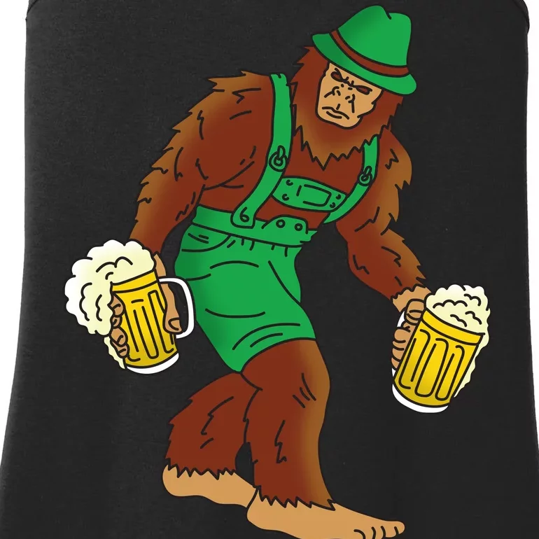 Bigfoot in Lederhosen Oktoberfest Beer Ladies Essential Tank