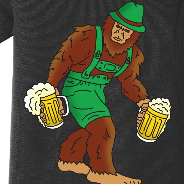 Bigfoot in Lederhosen Oktoberfest Beer Baby Bodysuit