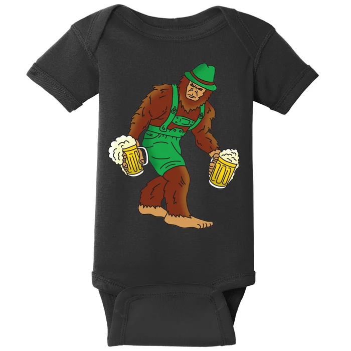 Bigfoot in Lederhosen Oktoberfest Beer Baby Bodysuit