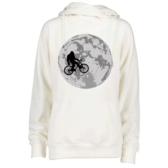 Bigfoot In The Moon Sasquatch Womens Funnel Neck Pullover Hood