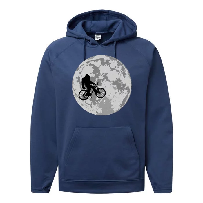 Bigfoot In The Moon Sasquatch Performance Fleece Hoodie