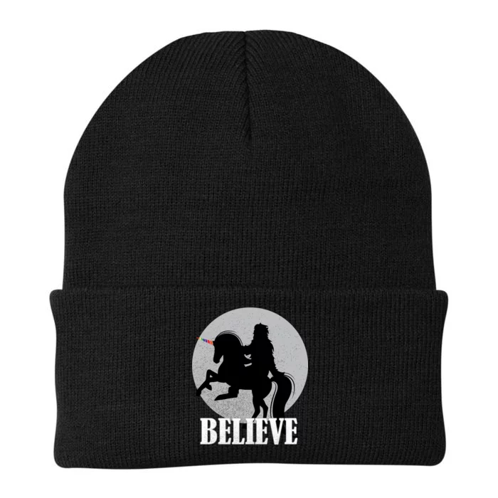 Bigfoot Riding Unicorn Believe Knit Cap Winter Beanie