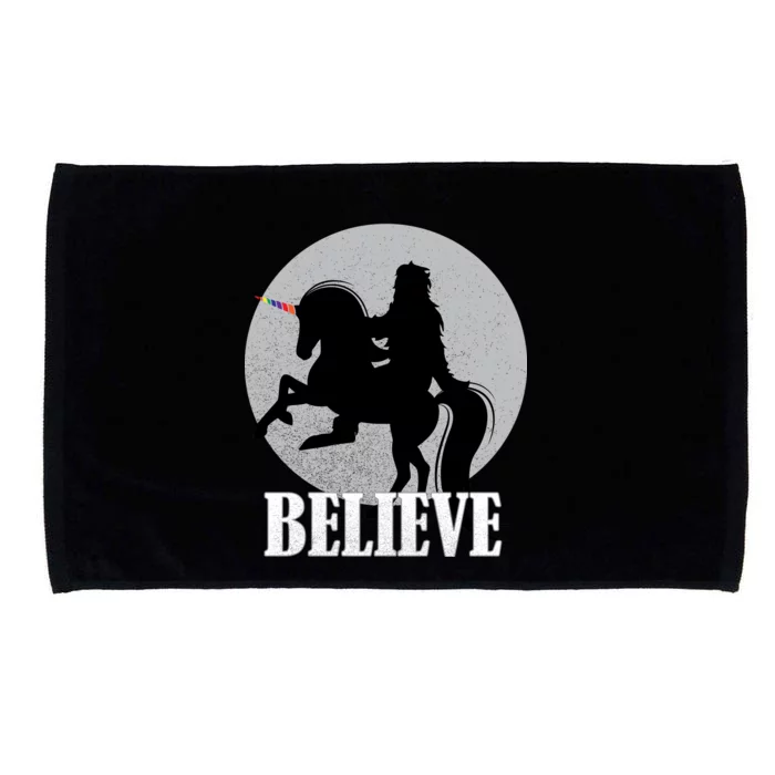 Bigfoot Riding Unicorn Believe Microfiber Hand Towel