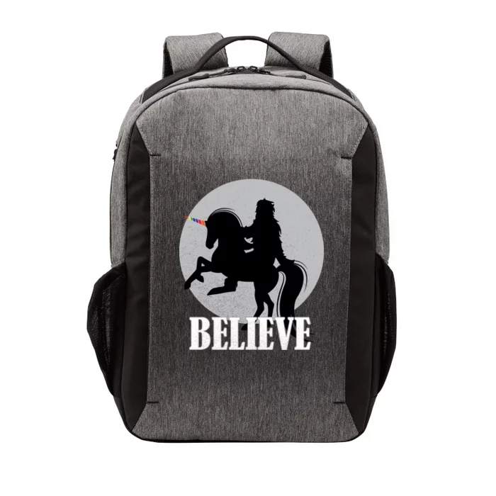 Bigfoot Riding Unicorn Believe Vector Backpack